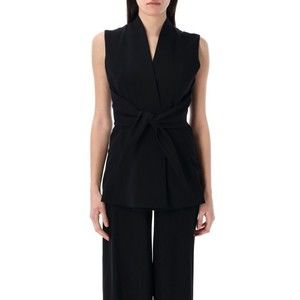 Rick Owens Sleeveless Wool Top With V-Neck And Adjustable Front Ties - NWT